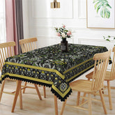 Lofaris Vintage Floral Boho Green Black Rectangle Tablecloth